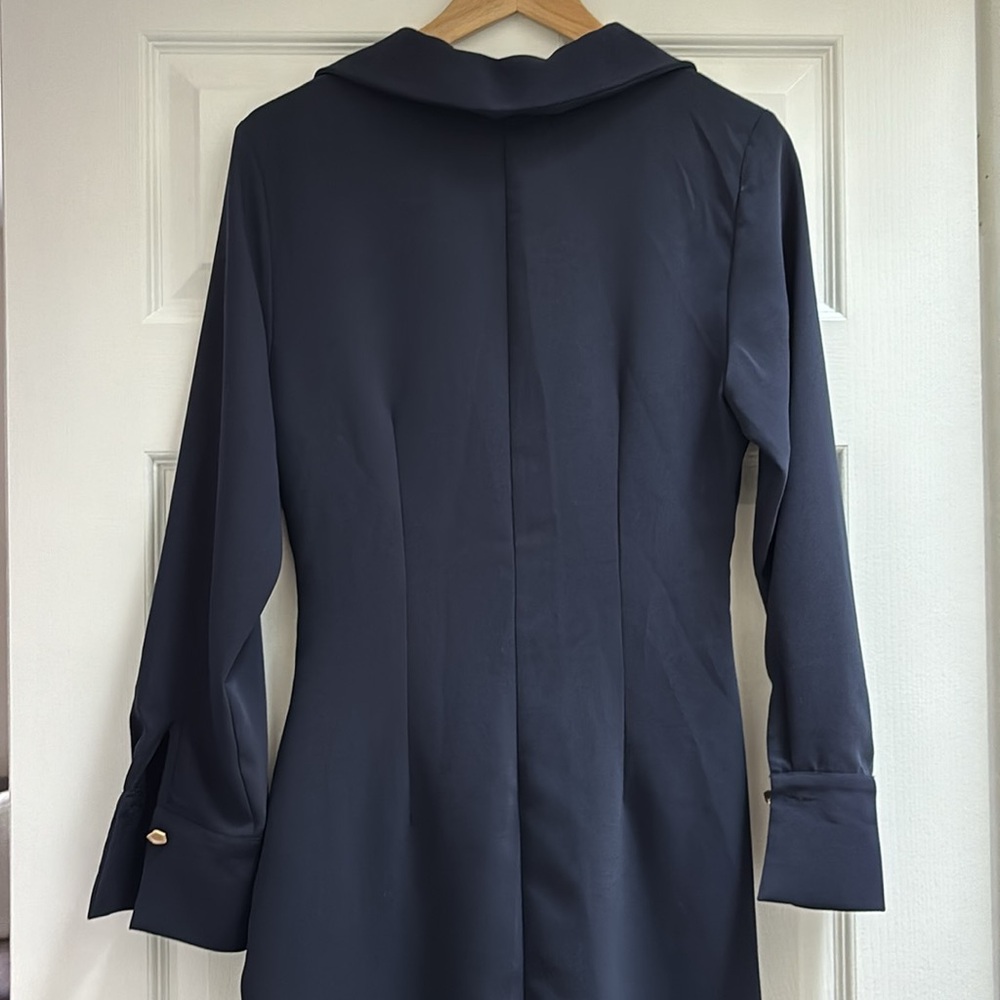 Zara Black Long Sleeve Shirt Dress with Front Slit - Picture 7 of 7